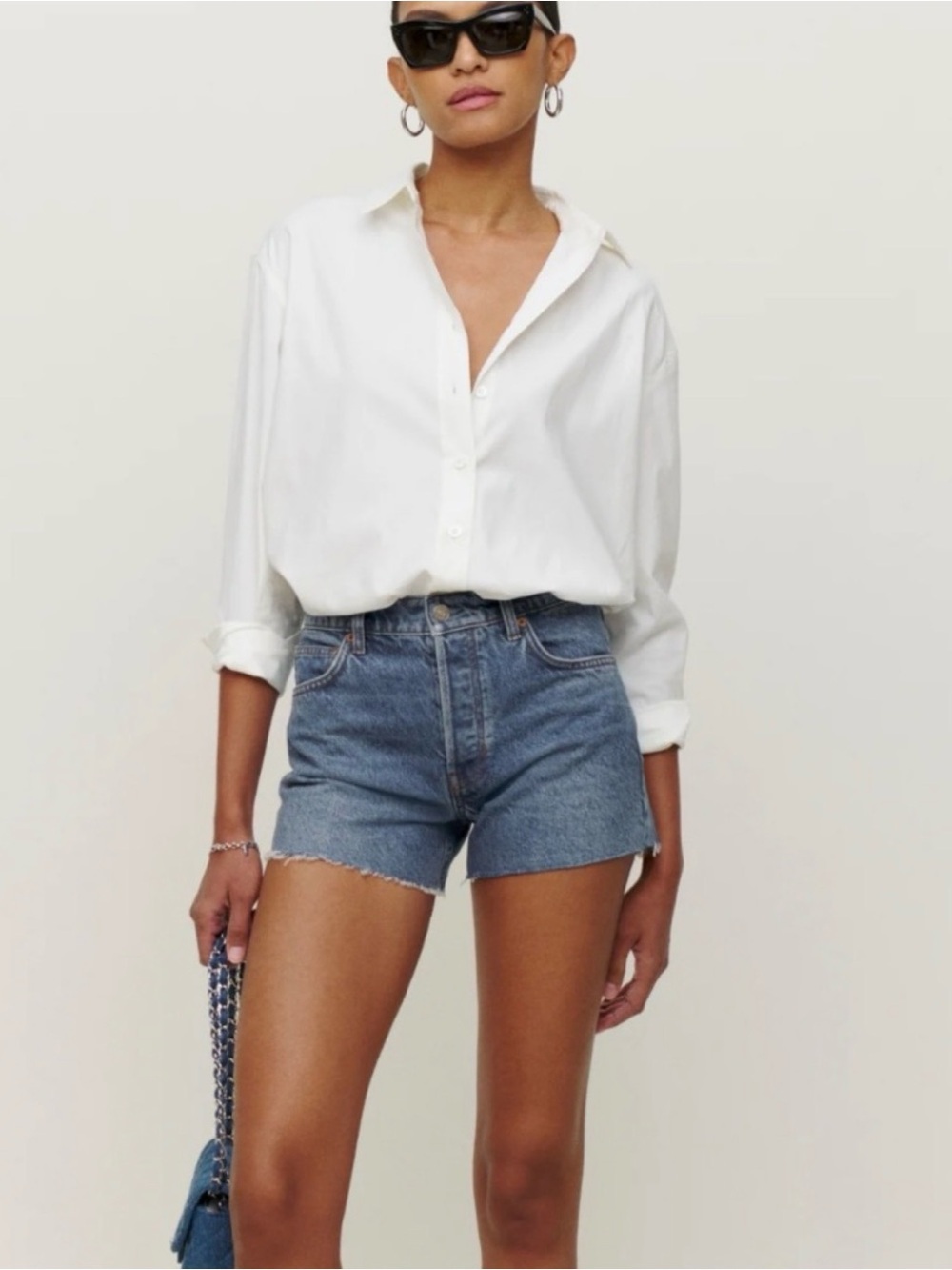 Reformation Charlie High Rise Jean Shorts Raw Hem Denim Shorts Size 27